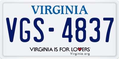 VA license plate VGS4837