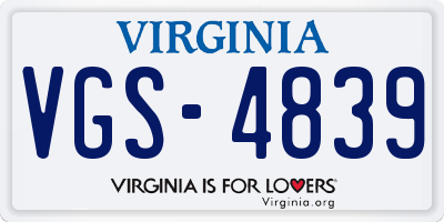 VA license plate VGS4839