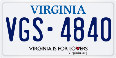 VA license plate VGS4840
