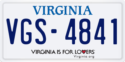 VA license plate VGS4841