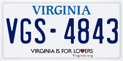 VA license plate VGS4843