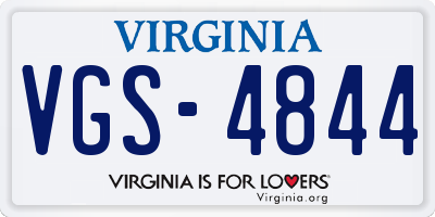 VA license plate VGS4844