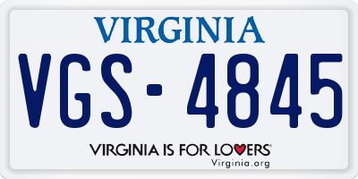 VA license plate VGS4845