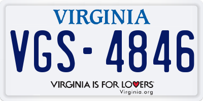 VA license plate VGS4846