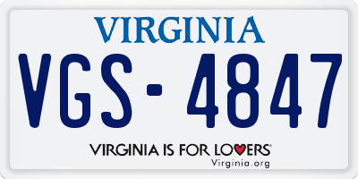 VA license plate VGS4847