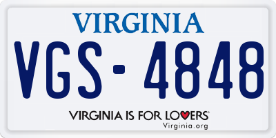 VA license plate VGS4848