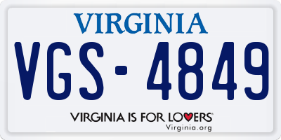 VA license plate VGS4849