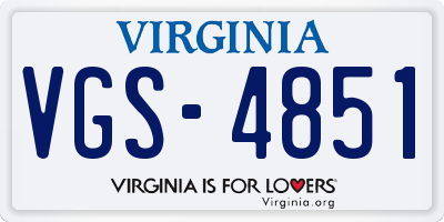 VA license plate VGS4851