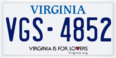 VA license plate VGS4852