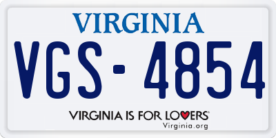 VA license plate VGS4854