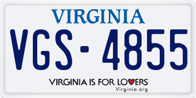 VA license plate VGS4855