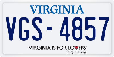 VA license plate VGS4857