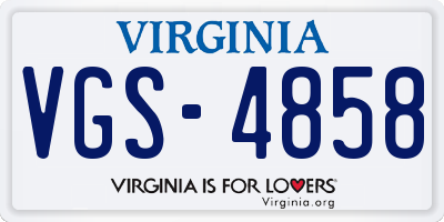 VA license plate VGS4858