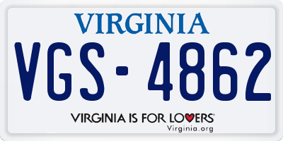 VA license plate VGS4862