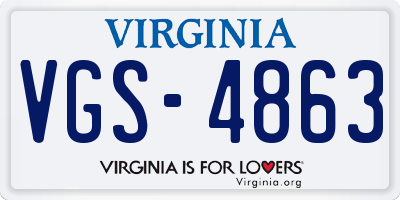 VA license plate VGS4863