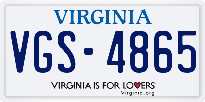VA license plate VGS4865