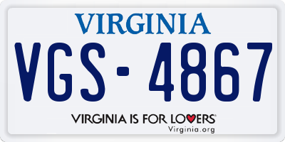 VA license plate VGS4867