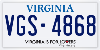 VA license plate VGS4868