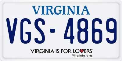 VA license plate VGS4869