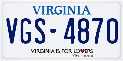 VA license plate VGS4870