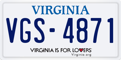 VA license plate VGS4871