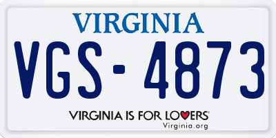 VA license plate VGS4873