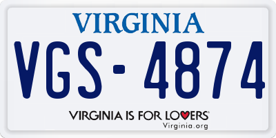 VA license plate VGS4874