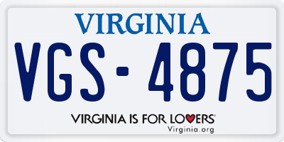 VA license plate VGS4875