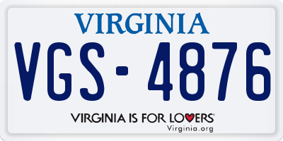 VA license plate VGS4876