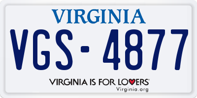 VA license plate VGS4877