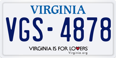 VA license plate VGS4878
