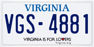 VA license plate VGS4881