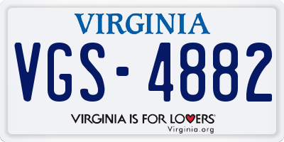 VA license plate VGS4882