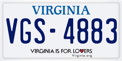 VA license plate VGS4883