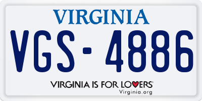 VA license plate VGS4886