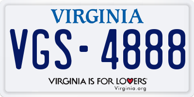 VA license plate VGS4888