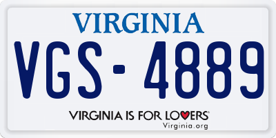 VA license plate VGS4889