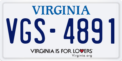 VA license plate VGS4891