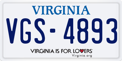 VA license plate VGS4893