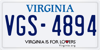 VA license plate VGS4894