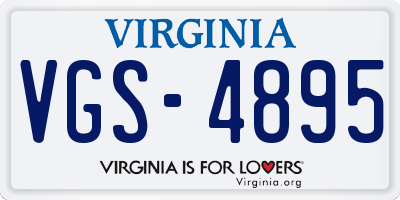 VA license plate VGS4895