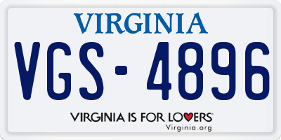 VA license plate VGS4896