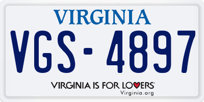VA license plate VGS4897