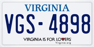 VA license plate VGS4898