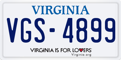 VA license plate VGS4899