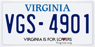 VA license plate VGS4901