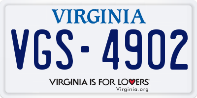 VA license plate VGS4902