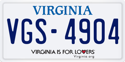 VA license plate VGS4904