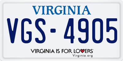 VA license plate VGS4905