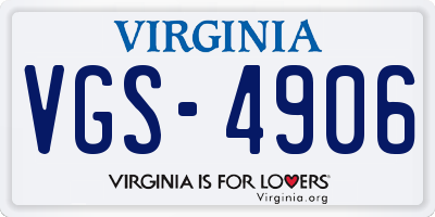 VA license plate VGS4906